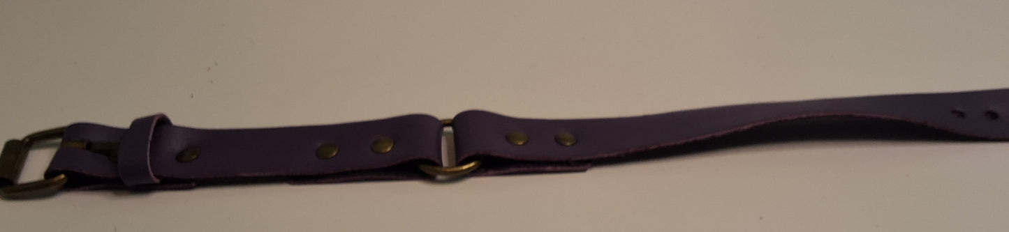 "restrictive" bracelet discreet leather cuff. 1" wide, 18" long