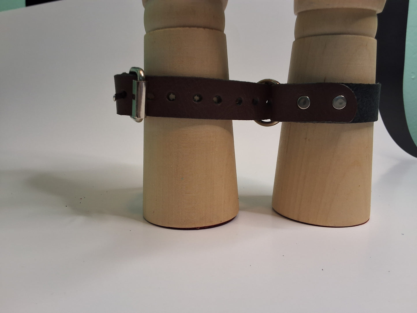 Bondage bracelet discreet leather restraint cuff. 3/4" wide, 20" long