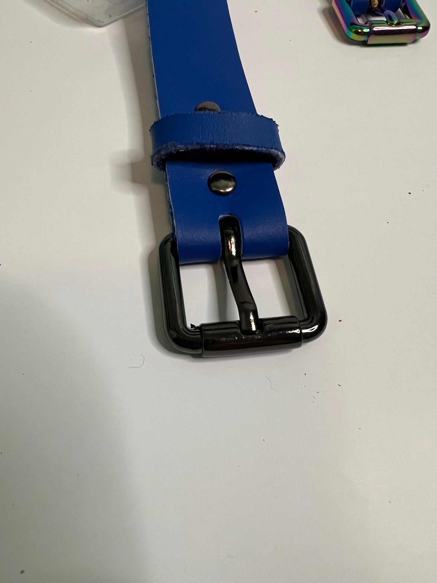 Blue leather bracelet