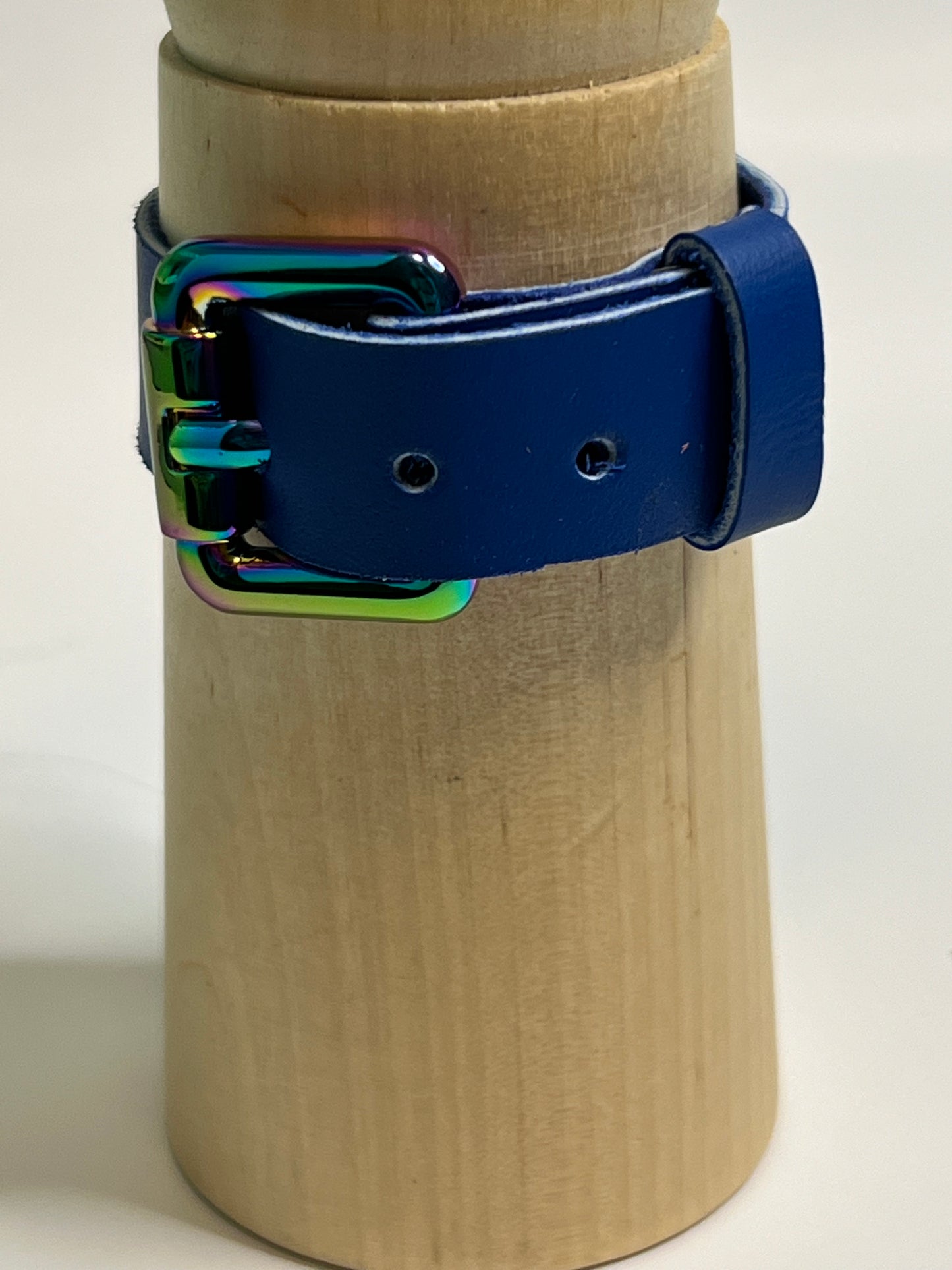 Blue leather bracelet