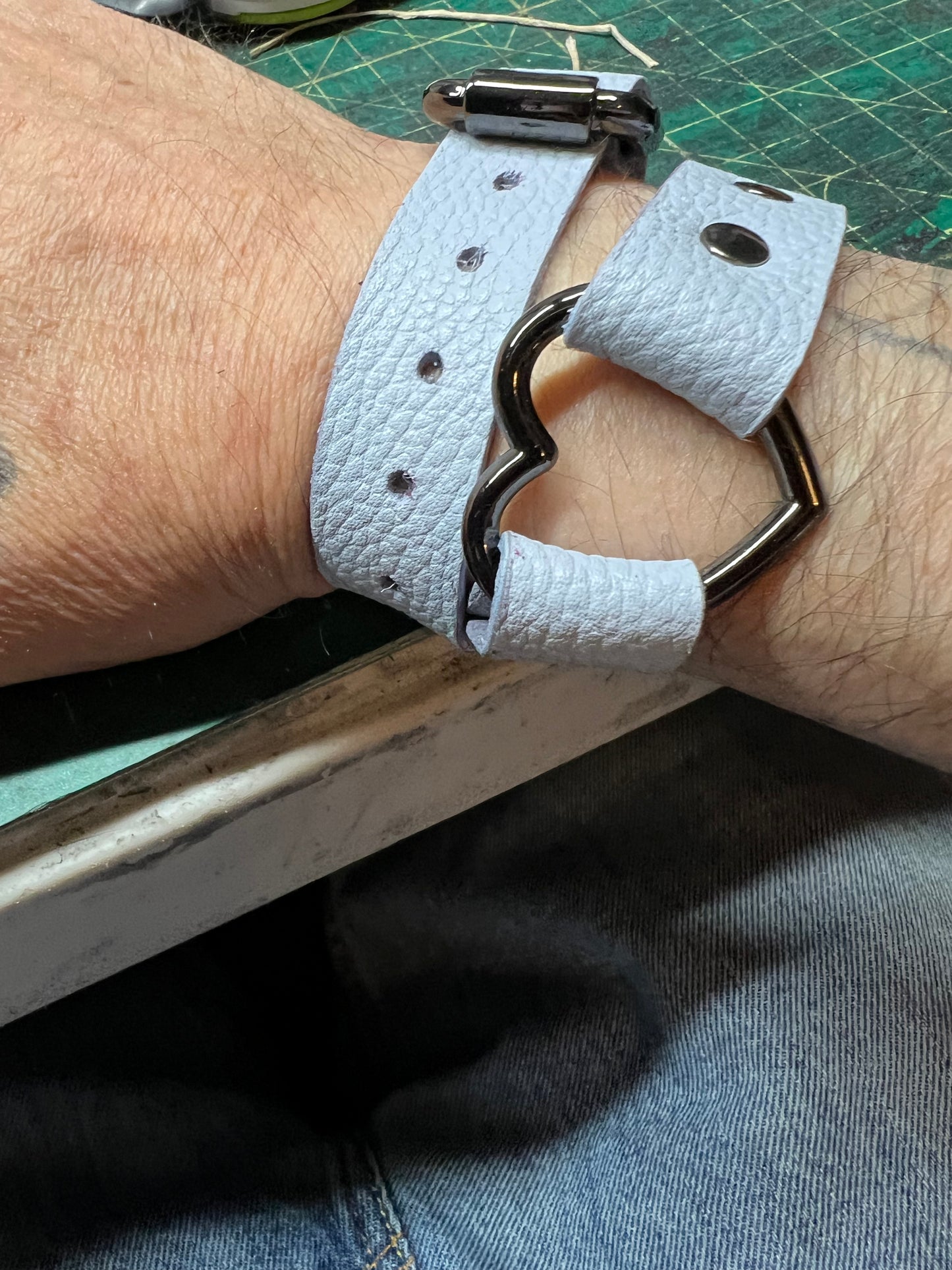 Bondage bracelet discreet leather restraint cuff. 3/4" wide, 18" long