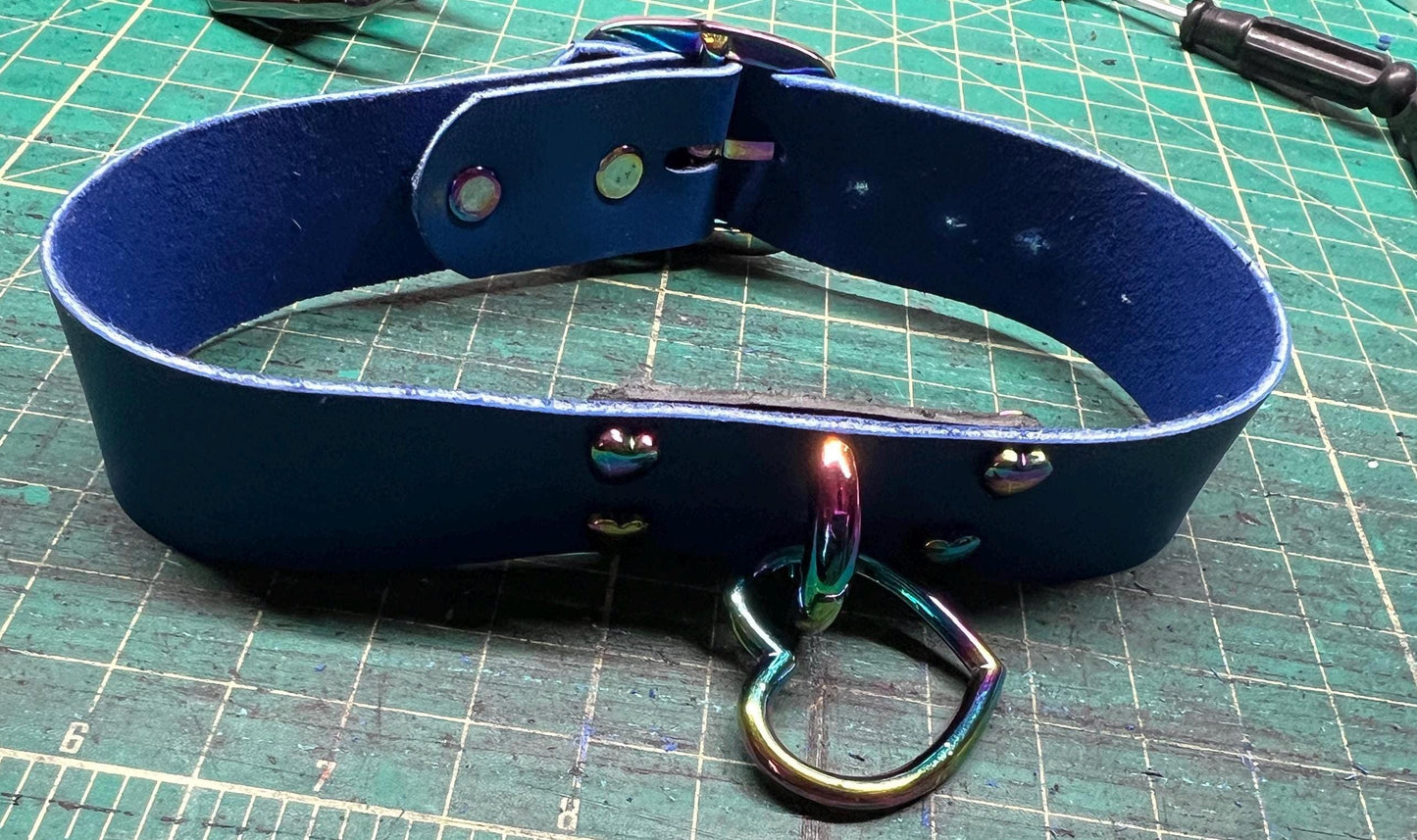 Puppy Love Leather Collar with Rainbow accessories